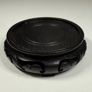 Vintage Oriental Hardwood Display Stand Black #1